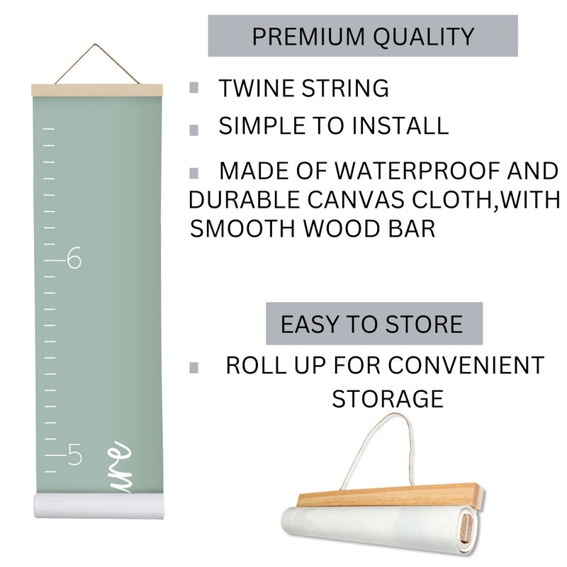 Morxy Canvas Growth Chart for Kids - Unisex Kids Room Wall Decor - Measuring Height Chart- Wall Tape with Height Chart for Kids (Canvas, Loved Beyond Measure- sage) - Image 2